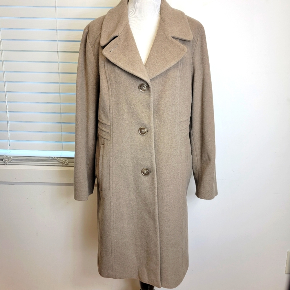 Anne Klein Wool single breasted lined midi button-up coat